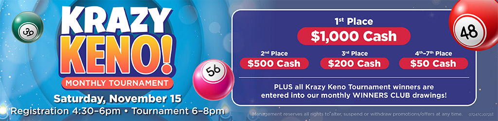 Krazy Keno on November 15