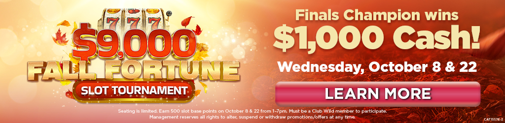 Fall Fortune Slot tournaments October 8 and 22