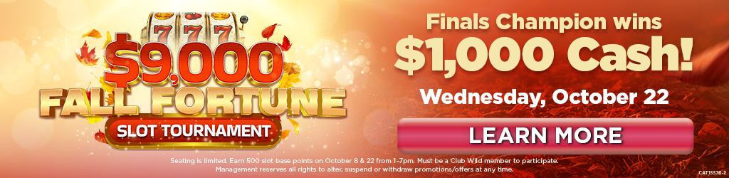 Slot tournament on October 22 at Wildhorse