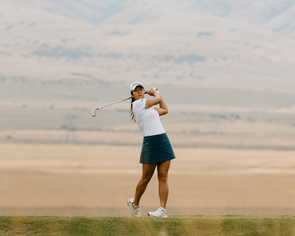 Anne Chen Tees off in Pendleton Oregon, Wildhorse Ladies Golf Classic